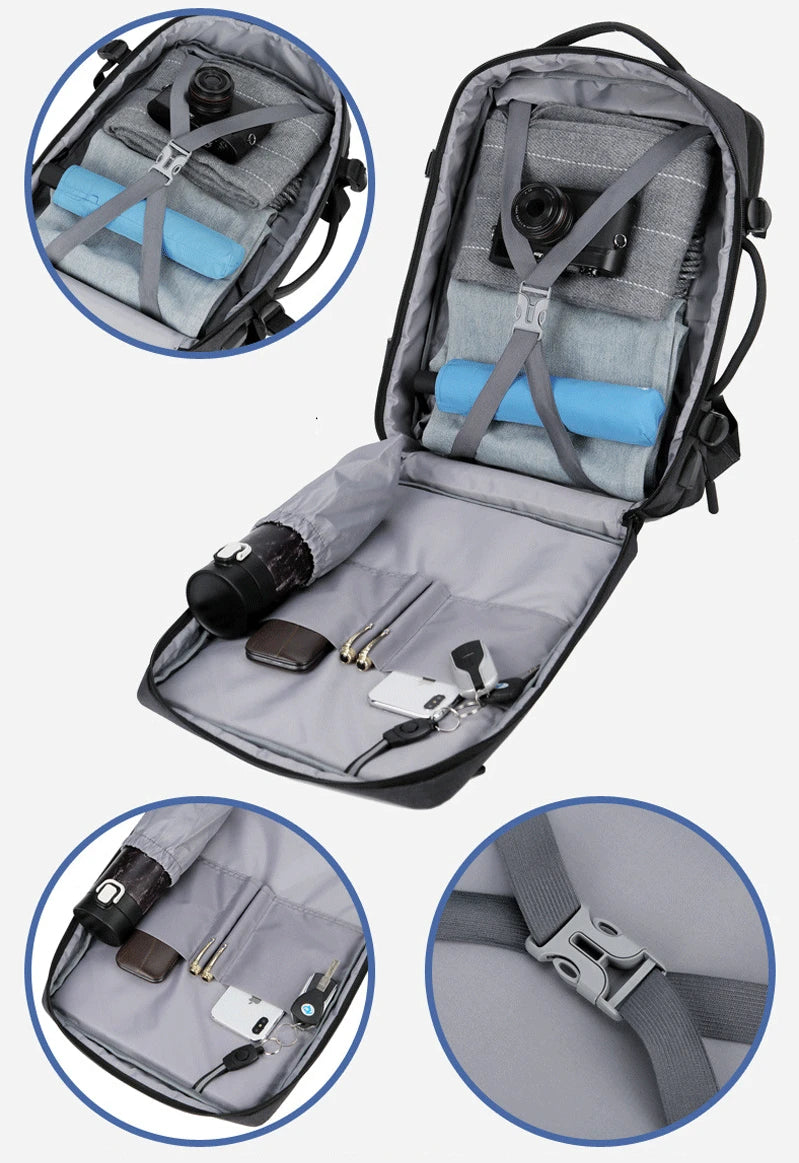 UEC Expandable Travel Backpack – Waterproof, USB Charging, Large Capacity for Laptops & Travel